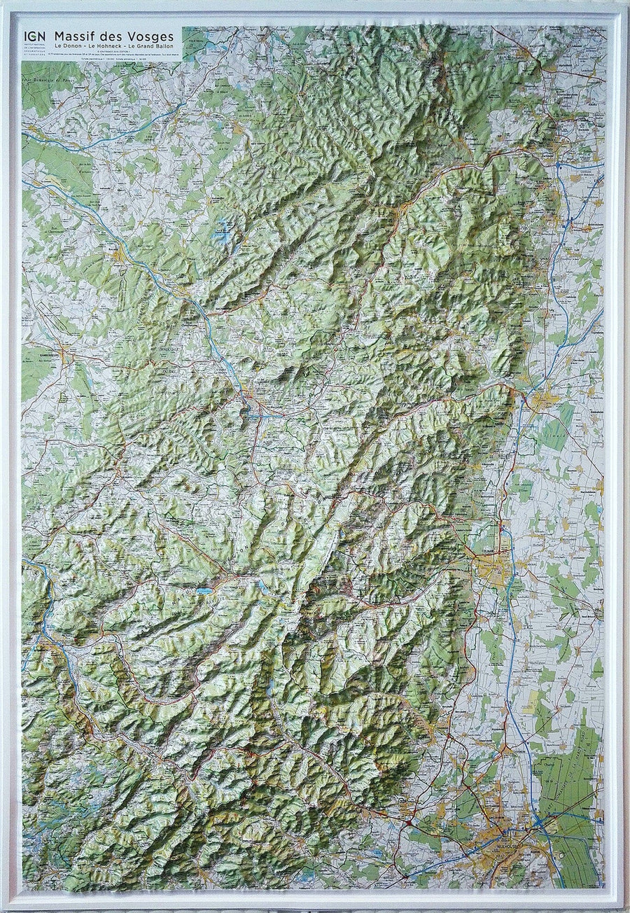 Carte murale en relief - Massif des Vosges - 80 x 113 cm | IGN carte relief grande dimension IGN 