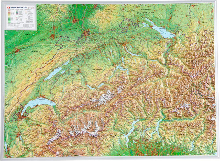 Carte murale en relief - Suisse (en anglais) | Georelief carte relief Georelief Sans cadre 