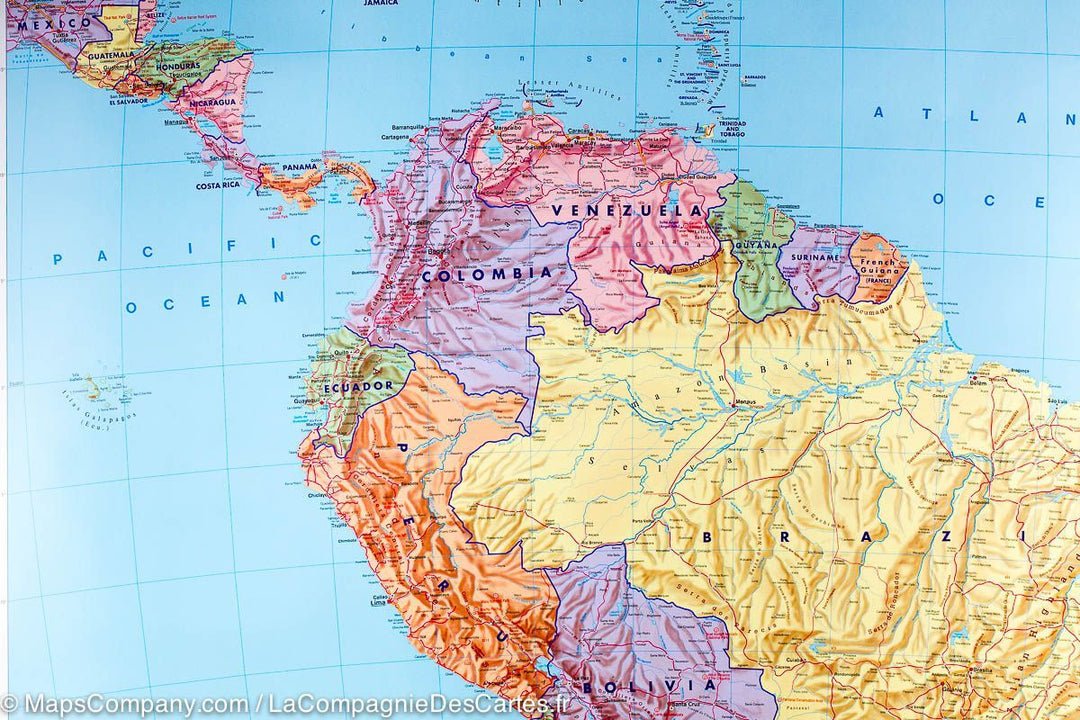 Carte murale papier – Amérique du Sud – 97 x 123,5 cm | Freytag &amp; Berndt - La Compagnie des Cartes