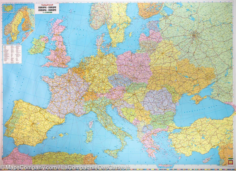 Carte murale (papier) - Europe politique - 126 x 90 cm | Freytag & Berndt carte murale grand tube Freytag & Berndt 