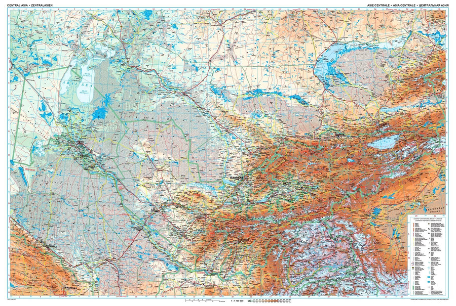 Carte murale plastifiée - Asie Centrale (géographique) | Gizi Map carte murale grand tube Gizi Map 