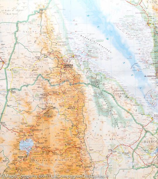 Carte murale plastifiée - Ethiopie (géographique) | Gizi Map carte murale grand tube Gizi Map 