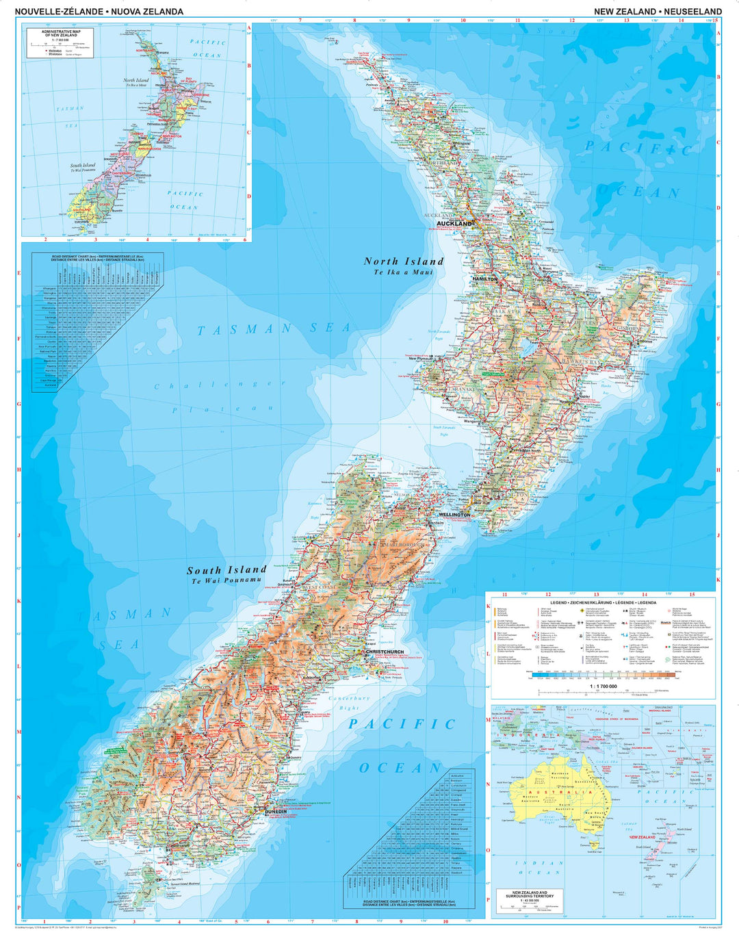 Carte murale plastifiée - Nouvelle Zélande (géographique) | Gizi Map carte murale grand tube Gizi Map 