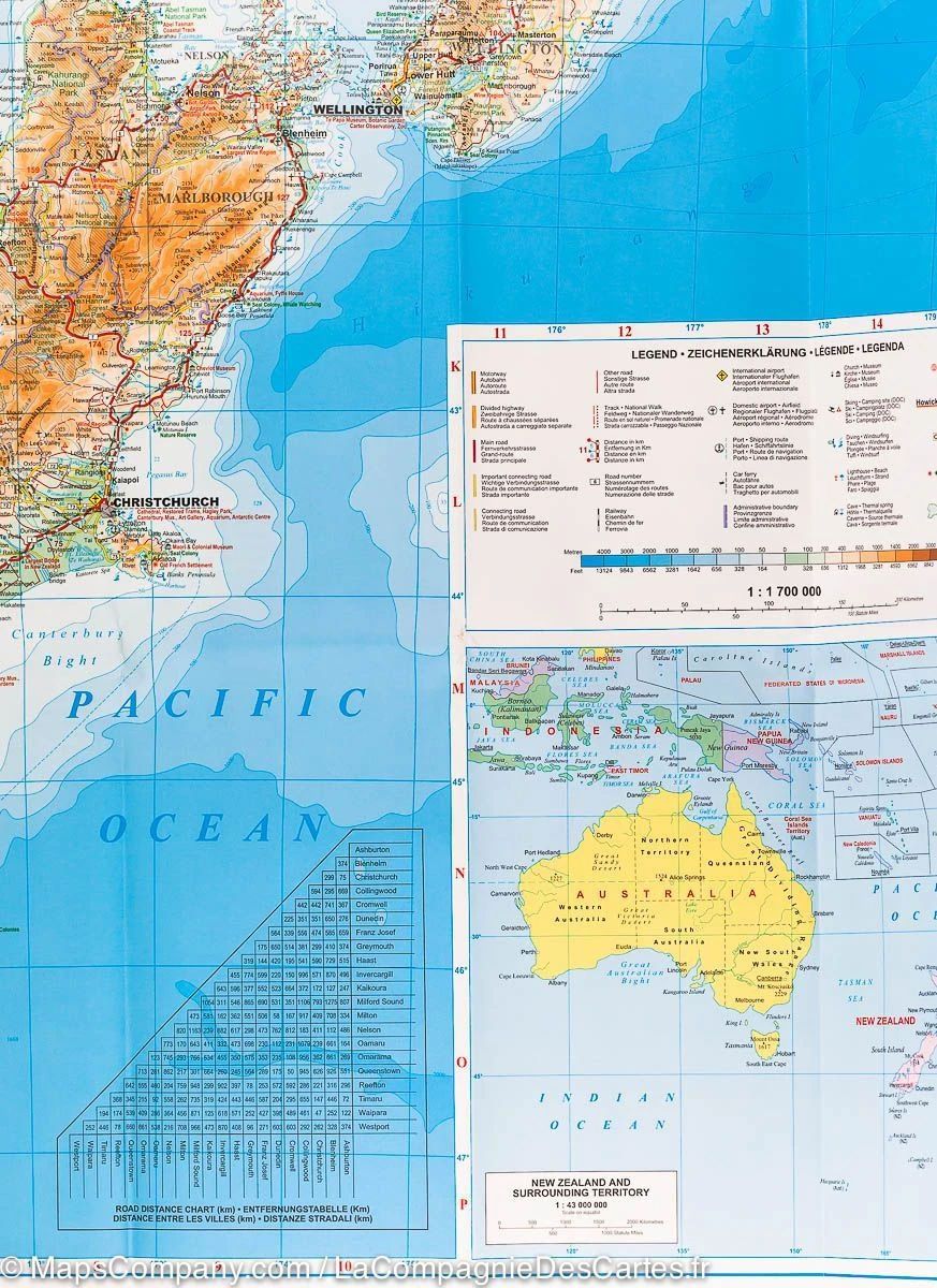 Carte murale plastifiée - Nouvelle Zélande (géographique) | Gizi Map carte murale grand tube Gizi Map 