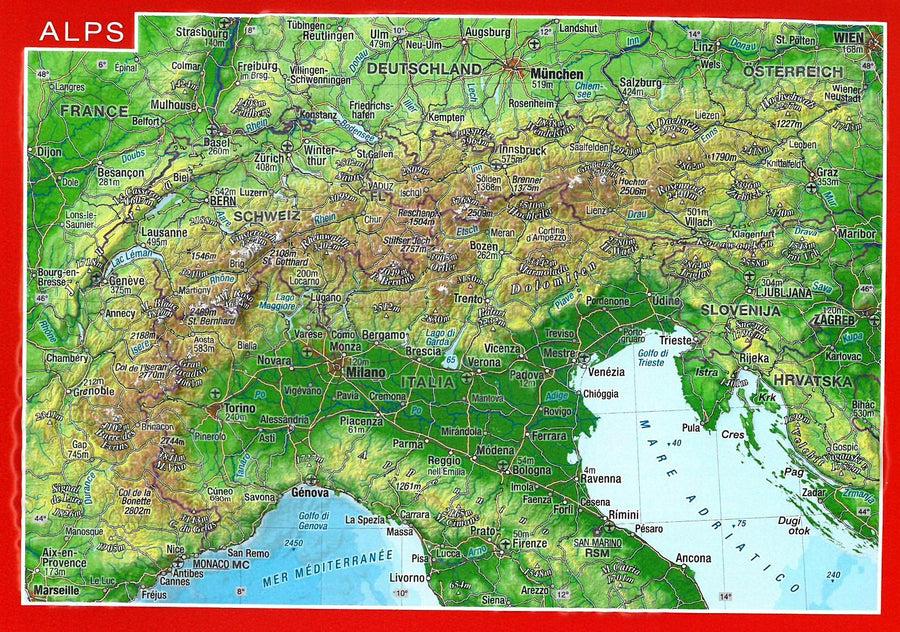 carte postale en relief (en anglais) - Alpes | Georelief carte pliée Georelief 