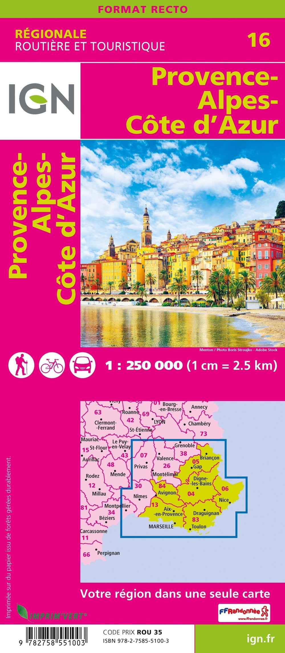 Carte régionale n° 16 : Provence-Alpes-Côte d'Azur | IGN carte pliée IGN 