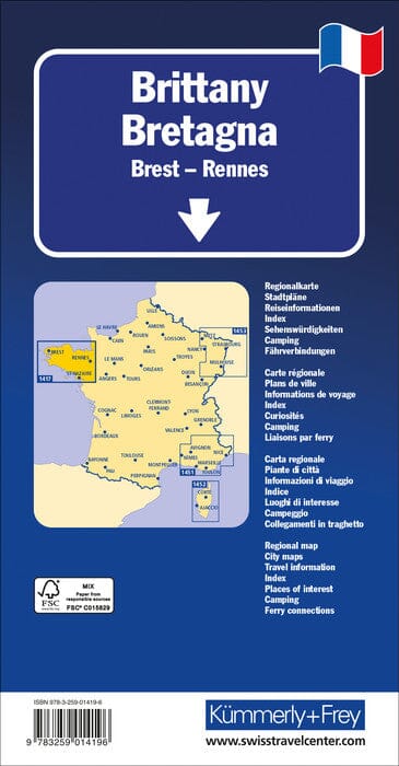 Carte routière - Bretagne (Brest - Rennes) | Kümmerly & Frey carte pliée Kümmerly & Frey 