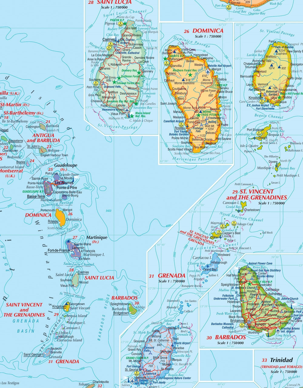 Carte routière - Caraïbes (incluant l'Amérique Centrale, Iles Vierges & Bahamas) | Kasprowski carte pliée Kasprowski 