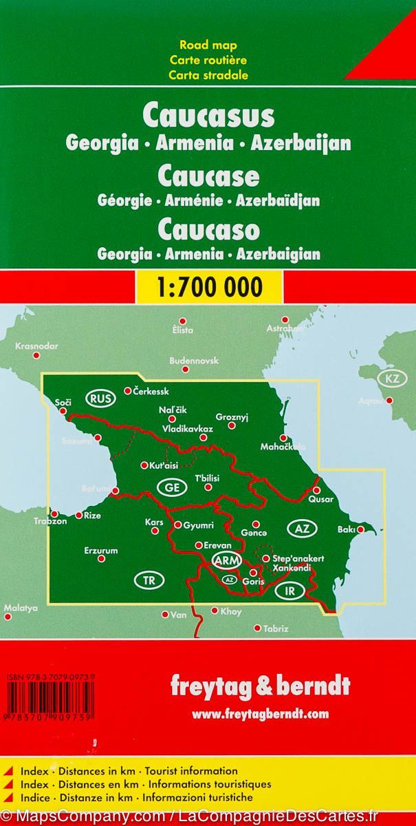 Carte routière - Caucase (Arménie, Géorgie & Azerbaijan) | Freytag & Berndt carte pliée Freytag & Berndt 