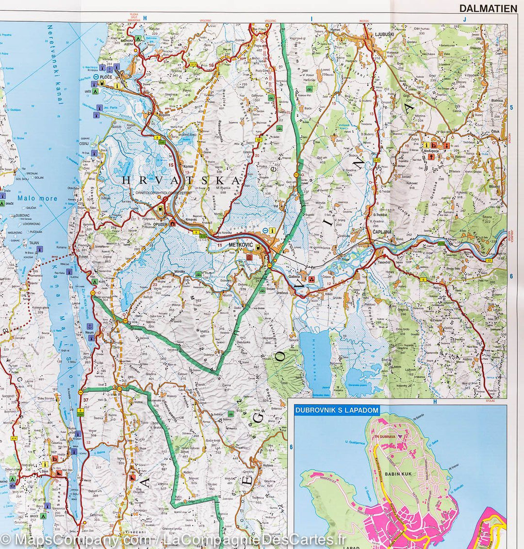 Carte routière - Côte de Dalmatie Centrale n° 4 (Mljet, Medugorge, Dubrovnik) | Freytag & Berndt carte pliée Freytag & Berndt 