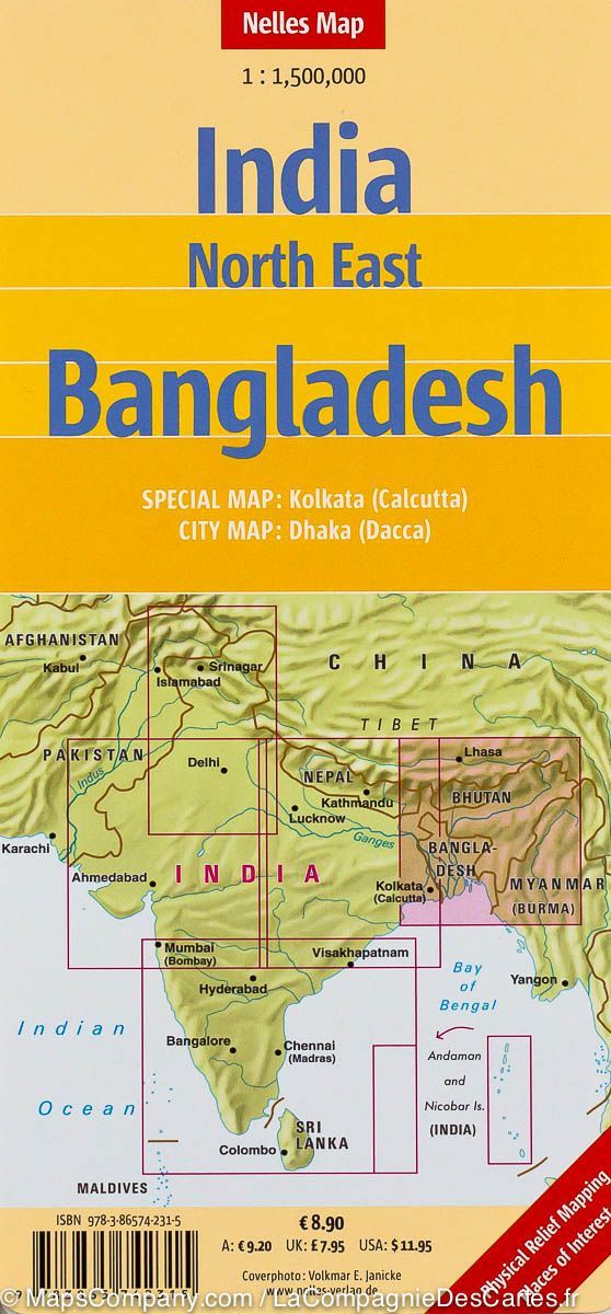 Carte routière imperméable - Inde Nord-est & Bangladesh | Nelles Map carte pliée Nelles Verlag 
