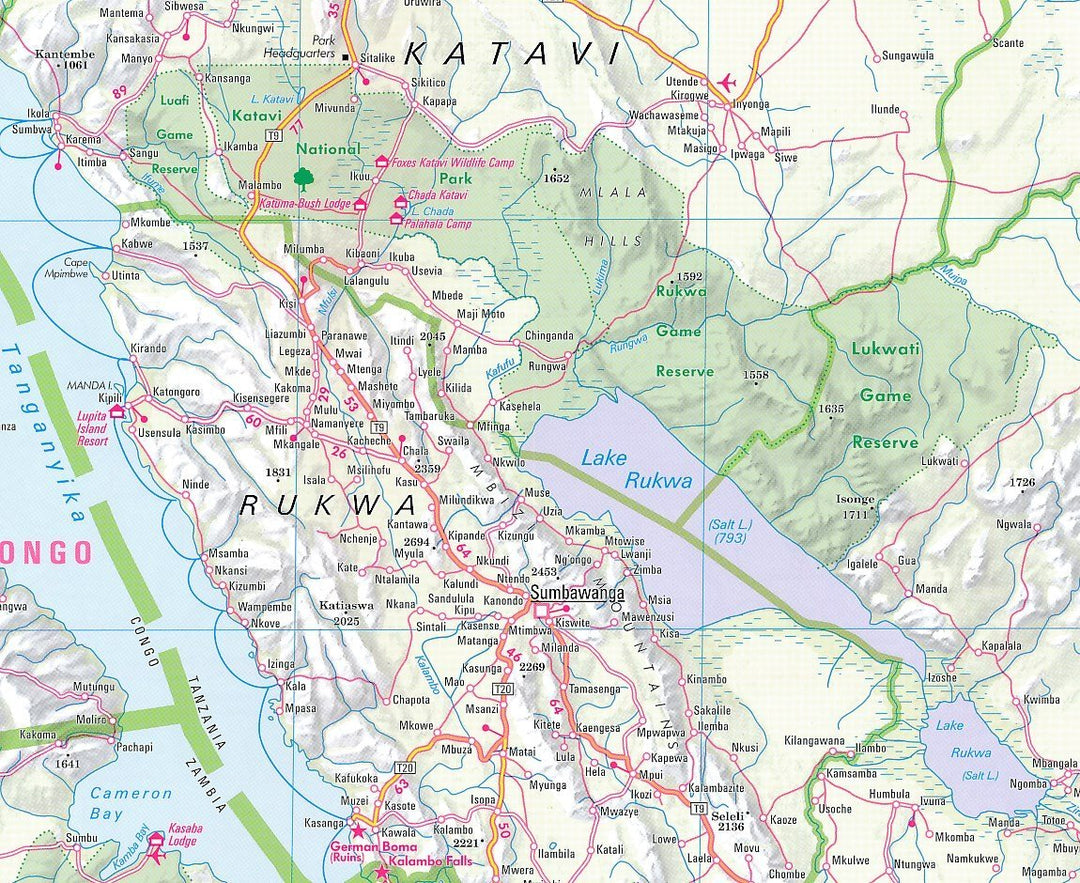 Carte routière imperméable - Tanzanie, Rwanda & Burundi | Nelles Map carte pliée Nelles Verlag 
