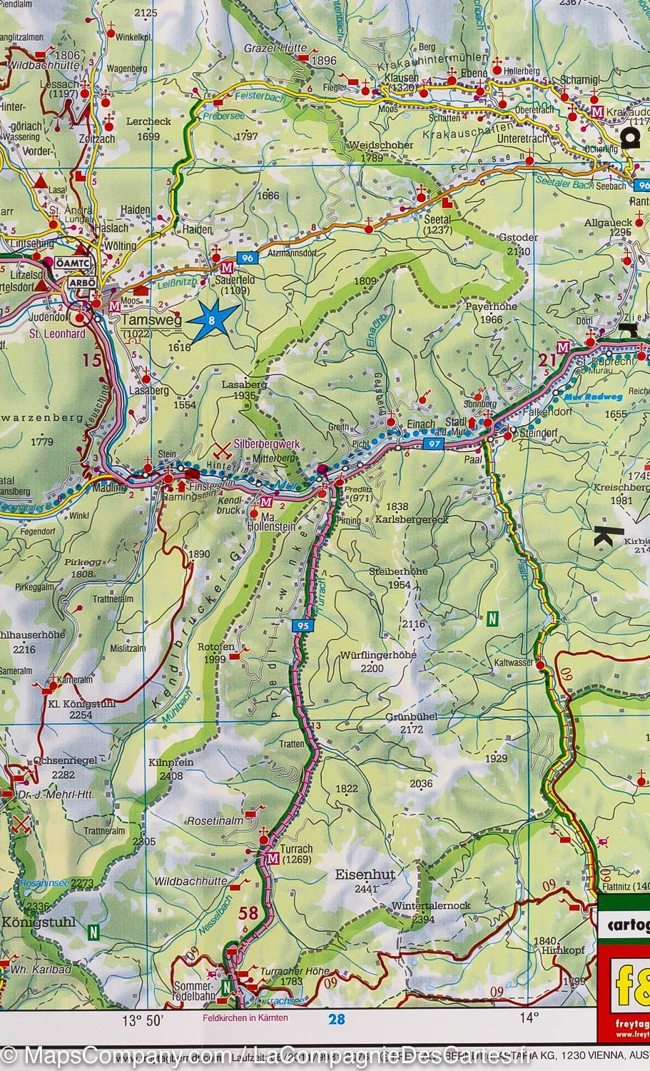Carte routière du Land de Salzbourg (Autriche) | Freytag & Berndt - La Compagnie des Cartes