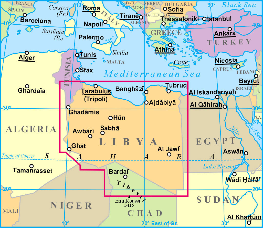 Carte routière - Libye | Gizi Map carte pliée Gizi Map 