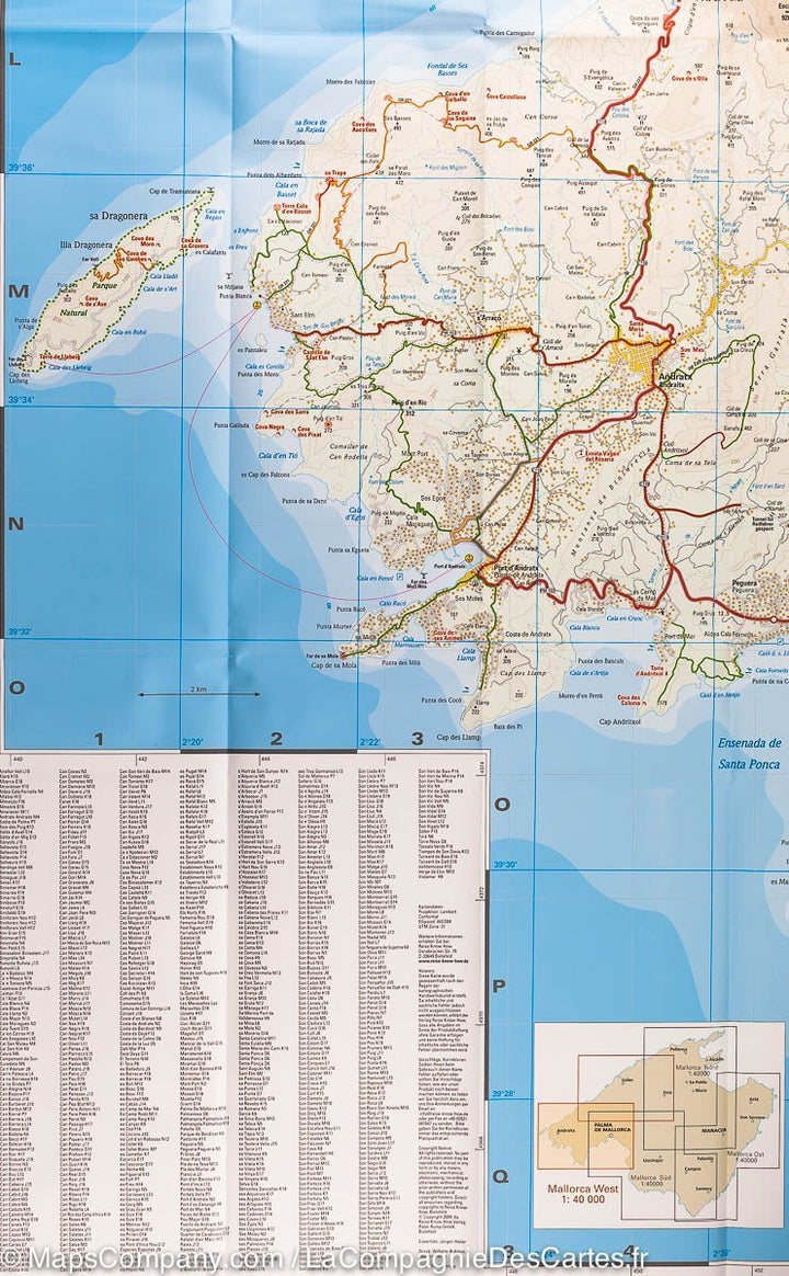 Carte routière de l'ouest de Majorque (Baléares) | Reise Know How - La Compagnie des Cartes