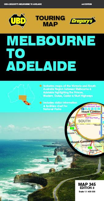 Carte routière - Melbourne à Adelaide, n° 345 | UBD Gregory's carte pliée UBD Gregory's 