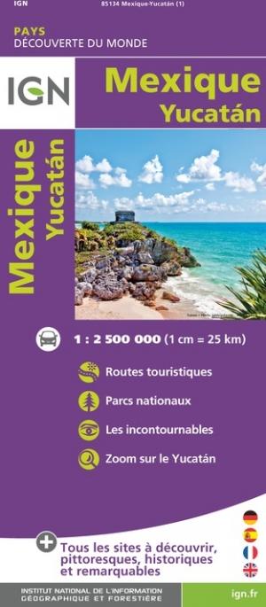 Carte routière - Mexique, incluant le Yucatan | IGN carte pliée IGN 