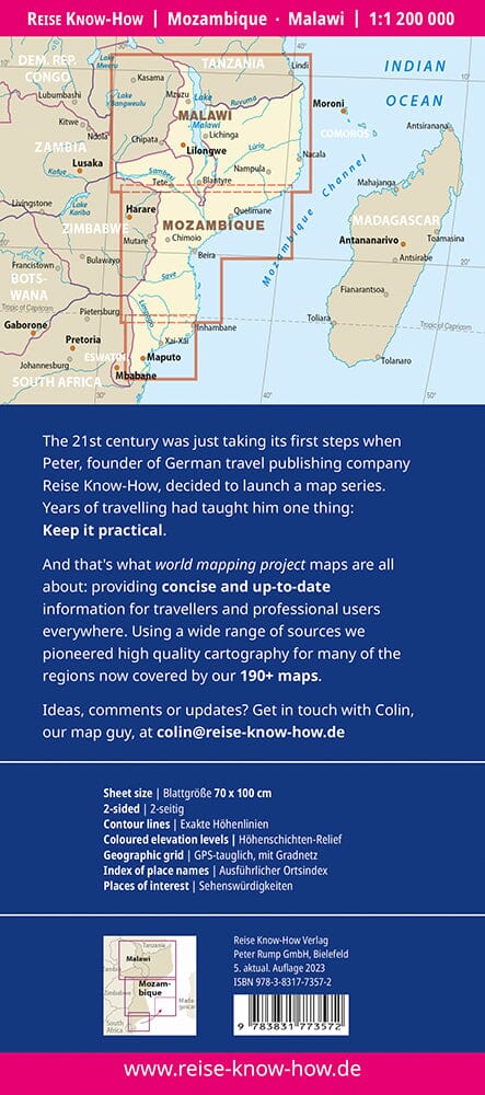 Carte routière - Mozambique & Malawi | Reise Know How carte pliée Reise Know-How 