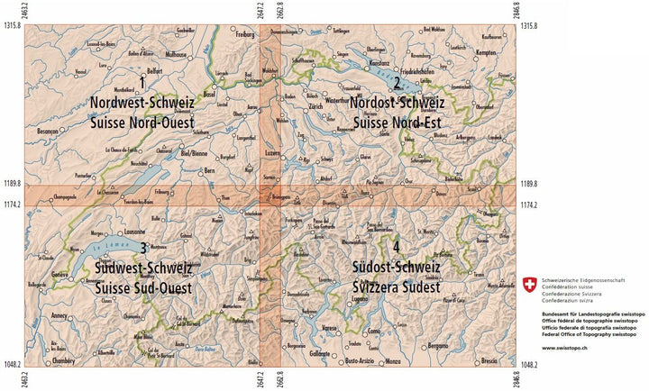Carte routière n° 1 - Suisse Nord-ouest | Swisstopo - 1/200 000 carte pliée Swisstopo 
