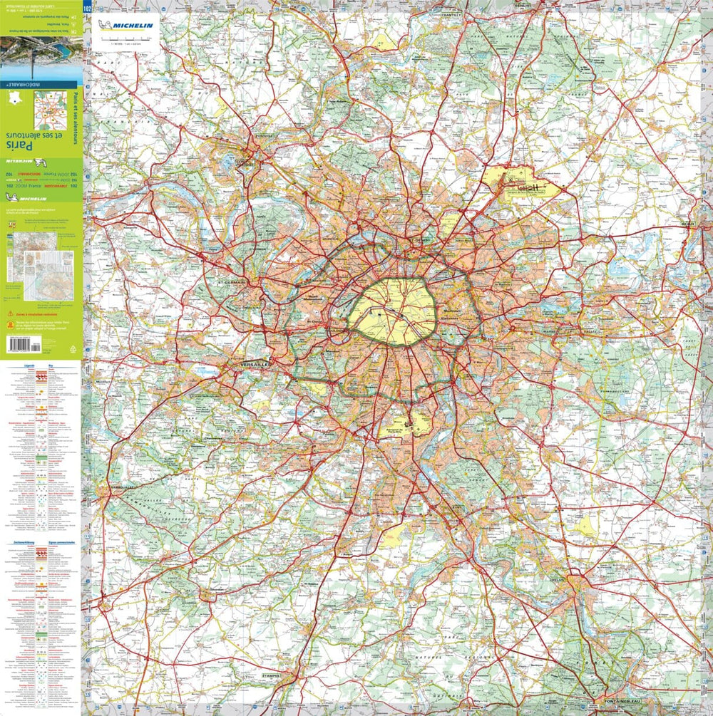 Carte routière n° 102 - Paris et ses alentours (indéchirable) 2021 | Michelin - Zoom France carte pliée Michelin 