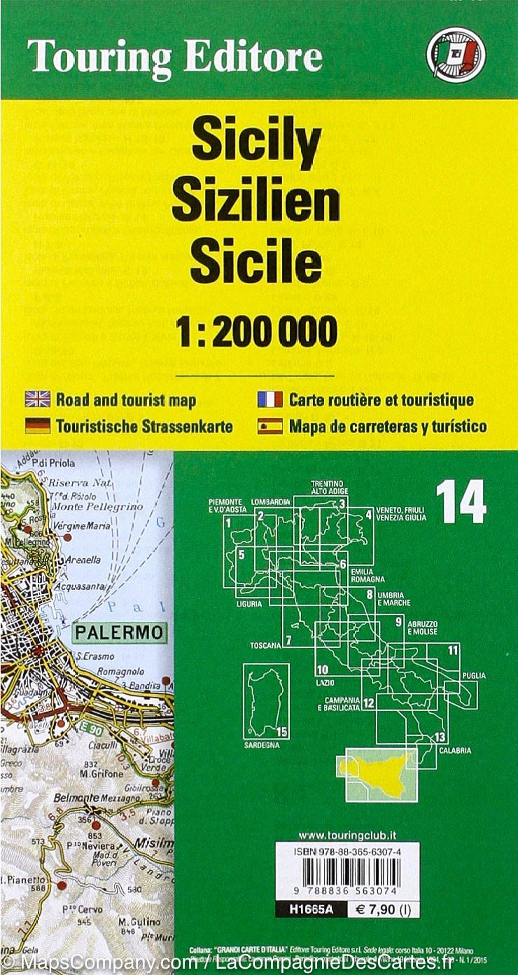 Carte de la Sicile #14 | Touring Club Italiano - La Compagnie des Cartes