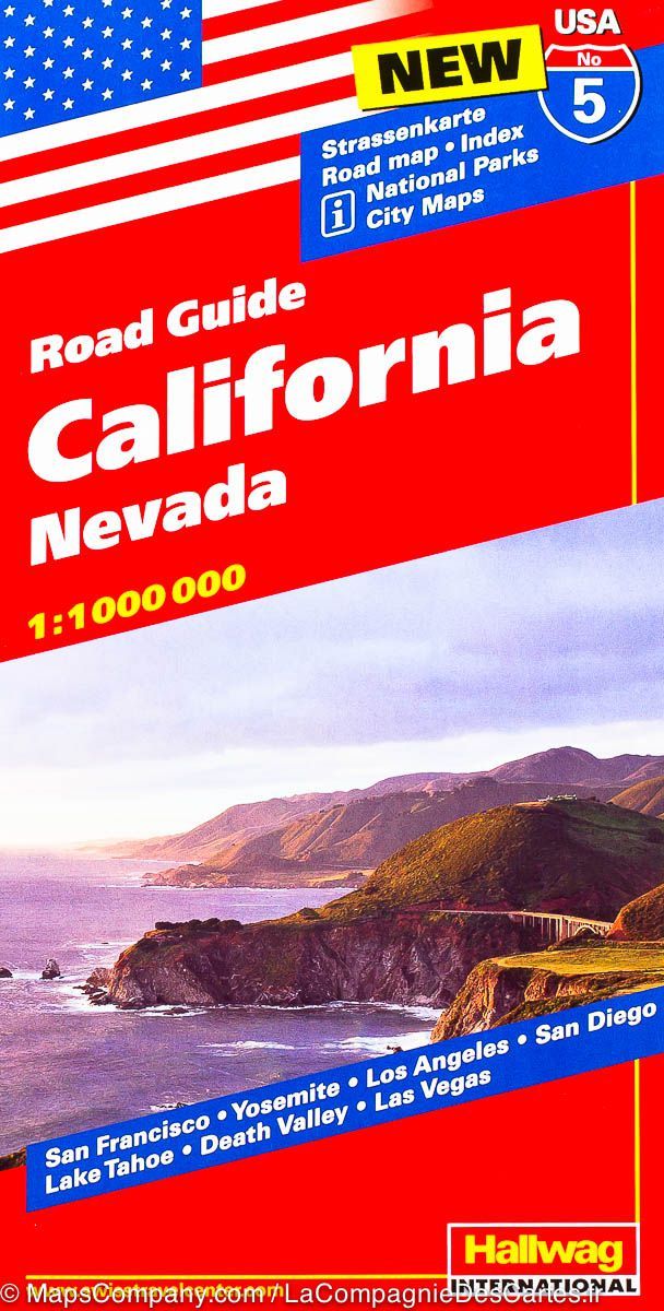 Carte routière n° 5 - Californie et du Nevada (USA) | Hallwag carte pliée Hallwag 