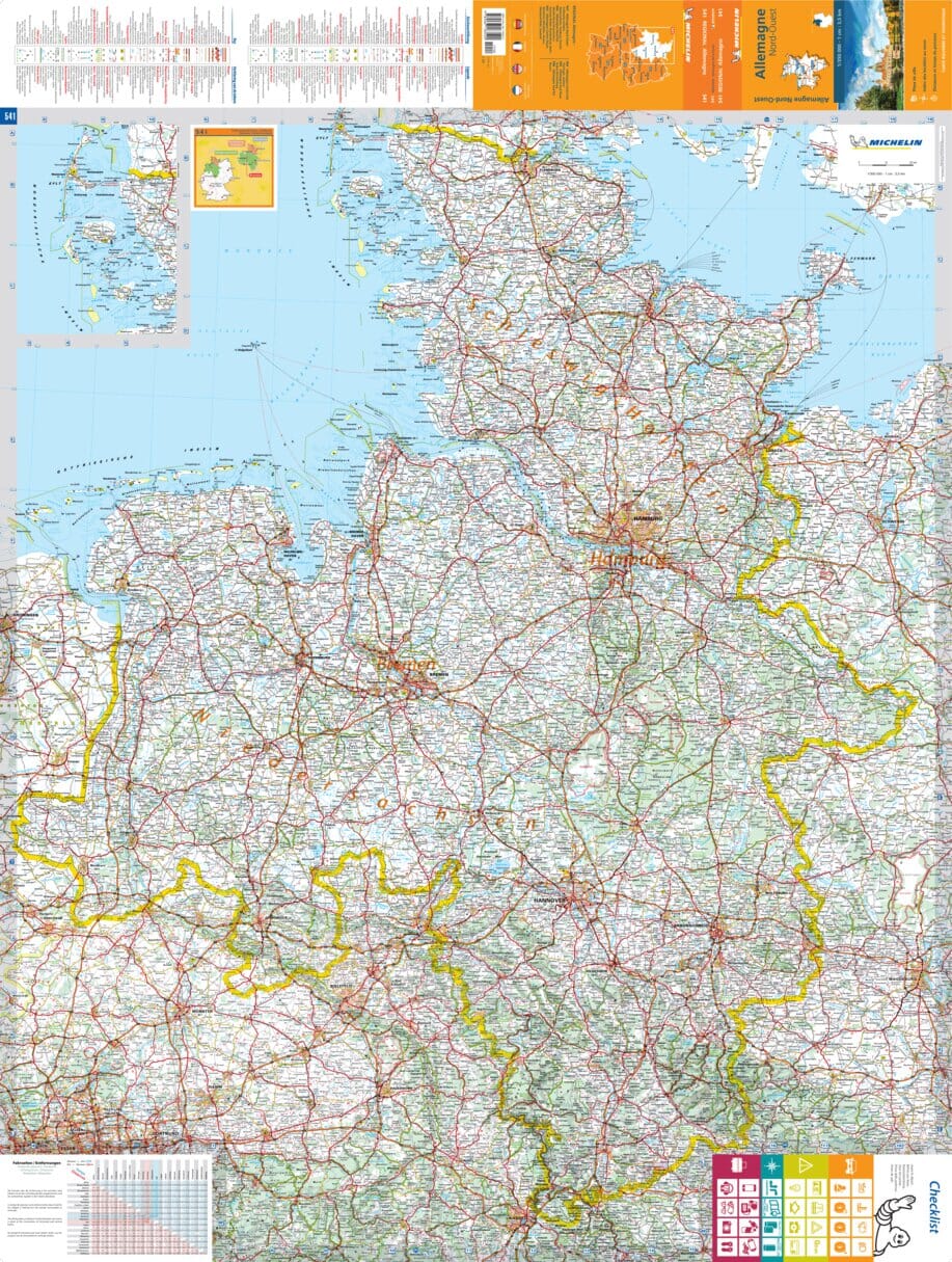 Carte routière n° 541 - Allemagne Nord-Ouest | Michelin carte pliée Michelin 