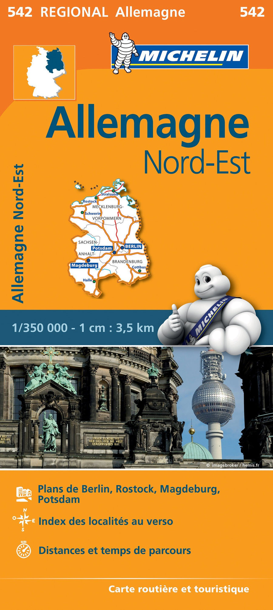 Carte routière n° 542 - Allemagne Nord-Est | Michelin carte pliée Michelin 