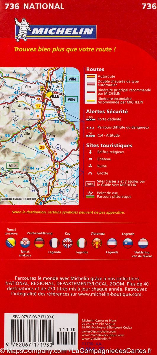 Carte routière - Slovénie, Croatie, Bosnie-Herzégovine, Serbie, Monténégro, Macédoine | Michelin - La Compagnie des Cartes