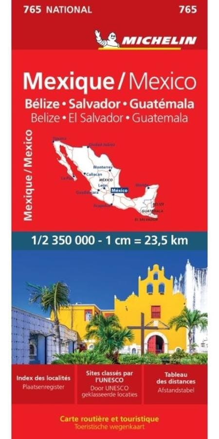 Carte routière n° 765 - Mexique, Bélize, Salvador et Guatemala | Michelin carte pliée Michelin 