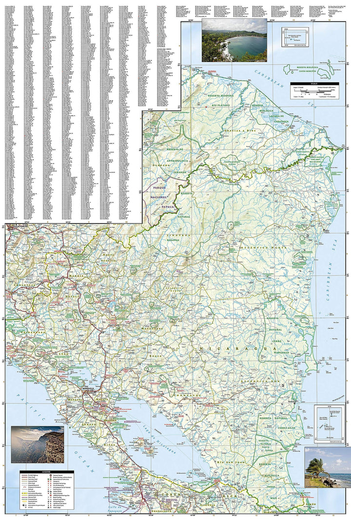 Carte routière - Nicaragua, Honduras & Salvador | National Geographic carte pliée National Geographic 