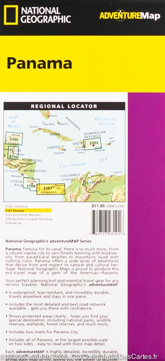 Carte routière - Panama | National Geographic carte pliée National Geographic 