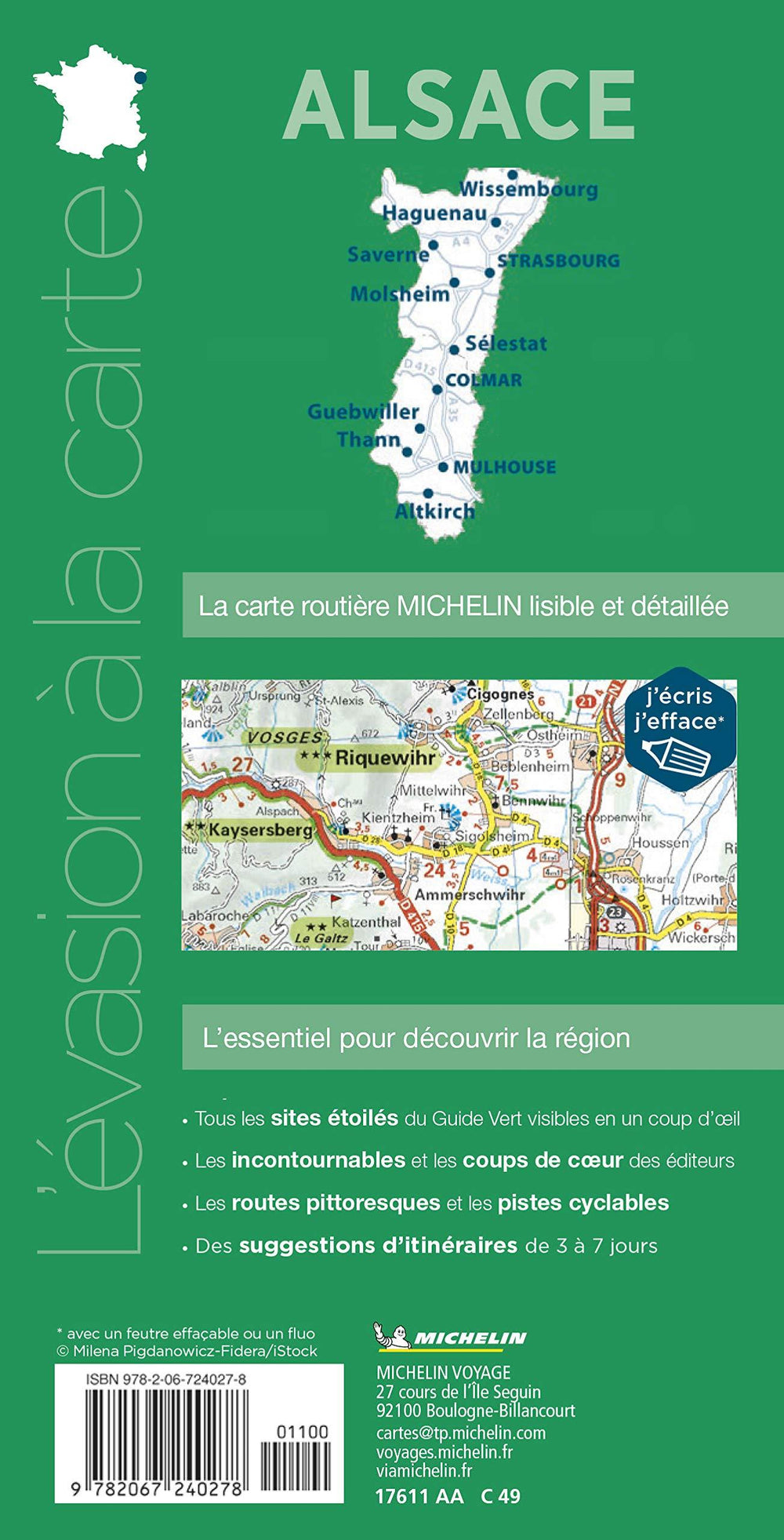 Carte routière plastifiée - Alsace | Michelin carte pliée Michelin 