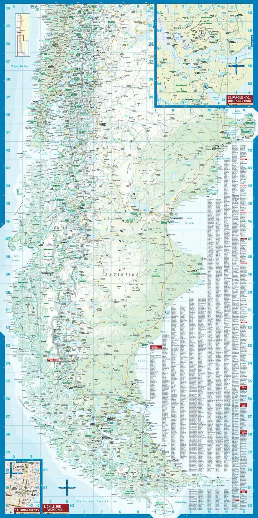 Carte routière plastifiée - Chili | Borch Map carte pliée Borch Map 