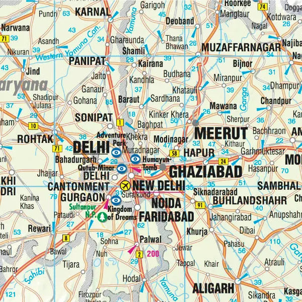 Carte routière plastifiée - Inde Nord | Borch Map carte pliée Borch Map 