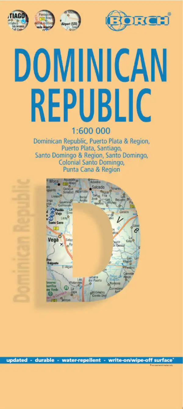 Carte routière plastifiée - République Dominicaine | Borch Map carte pliée Borch Map 