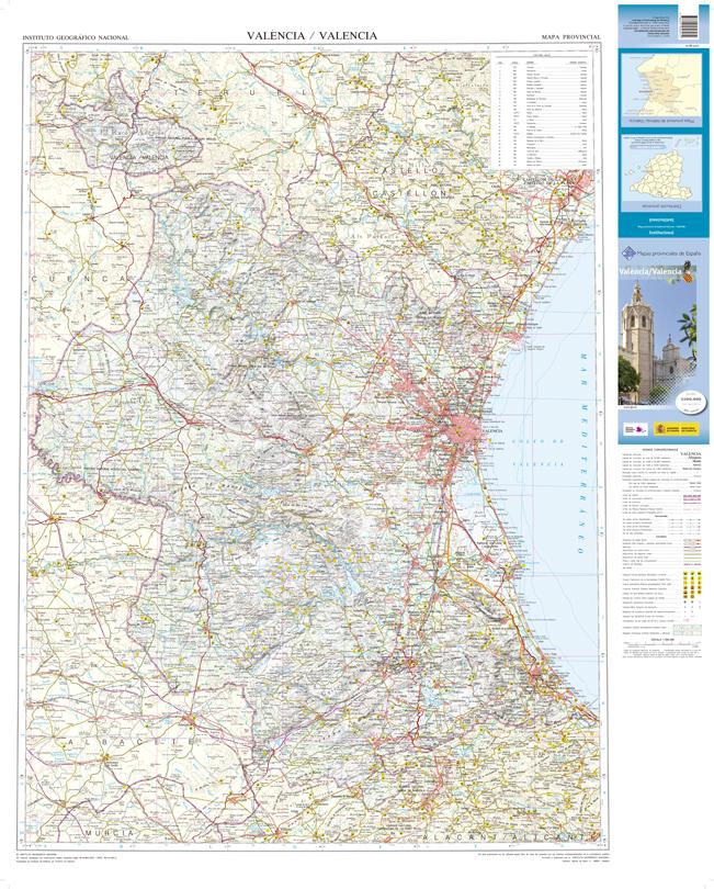 Carte routière provinciale - Valence (Communauté Valencienne, Espagne), n° 45 | CNIG carte pliée CNIG 