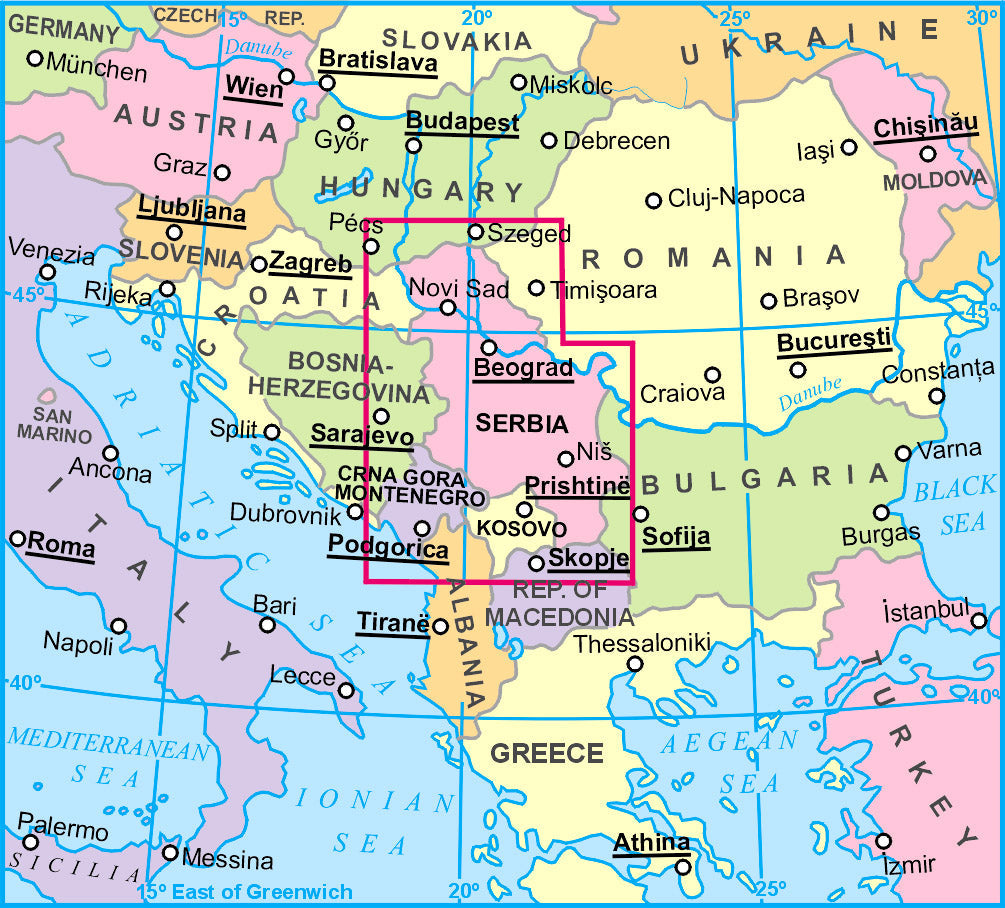 Carte routière - Serbie, Kosovo & Montenegro | Gizi Map carte pliée Gizi Map 