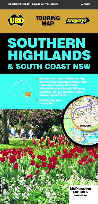 Carte routière - Southern Highlands & South Coast (Nouvelle-Galles du Sud), n° 283-298 | UBD Gregory's carte pliée UBD Gregory's 
