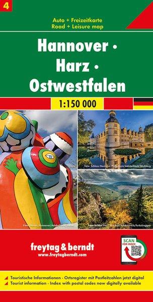 Carte routière - Westphalie Est-Lippe, Hanovre, Harz (Allemagne), n° 4 | Freytag & Berndt - 1/150 000 carte pliée Freytag & Berndt 