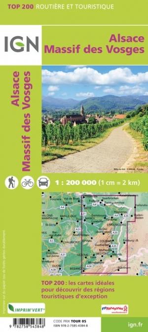 Carte TOP 200 n° 201 - Alsace & Massif des Vosges | IGN carte pliée IGN 