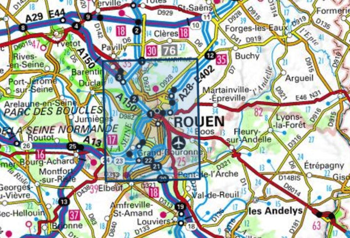 Carte TOP 25 n° 1911 ET - Rouen, Forêts Rouennaises &amp; PNR des Boucles de la Seine Normande | IGN - La Compagnie des Cartes