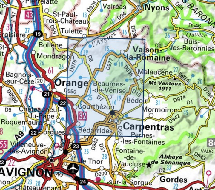 Carte TOP 25 n° 3040 ET - Carpentras, Vaison-la-Romaine, Dentelles de Montmirail | IGN carte pliée IGN 