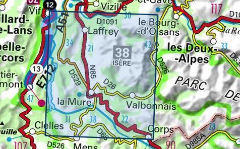 Carte TOP 25 n° 3336 OT - La Mure & Valbonnais (Alpes) | IGN carte pliée IGN 