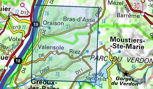 Carte TOP 25 n° 3342 ET - Plateau de Valensole, Riez & Oraison (PNR du Verdon) | IGN carte pliée IGN 