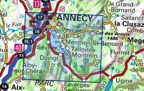 Carte TOP 25 n° 3431 OTR (résistante) - Lac d'Annecy (Alpes) | IGN carte pliée IGN 