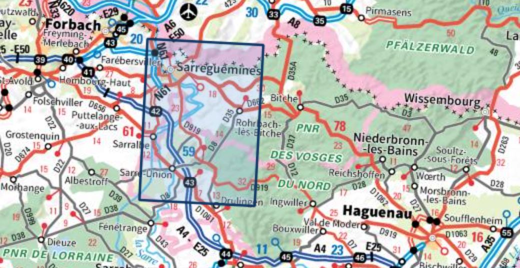 Carte TOP 25 n° 3613 ET - Sarreguemines, Vallée de la Sarre | IGN carte pliée IGN 