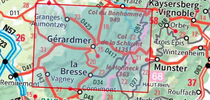 Carte TOP 25 n° 3618 OTR (Résistante) - Gérardmer, Le Hohneck, La Bresse | IGN carte pliée IGN 