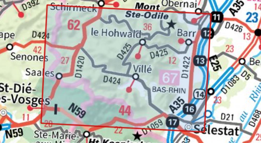 Carte TOP 25 n° 3717 ETR (résistante) - Barr, le Hohwald, Villé & Haute vallée de la Bruche | IGN carte pliée IGN 