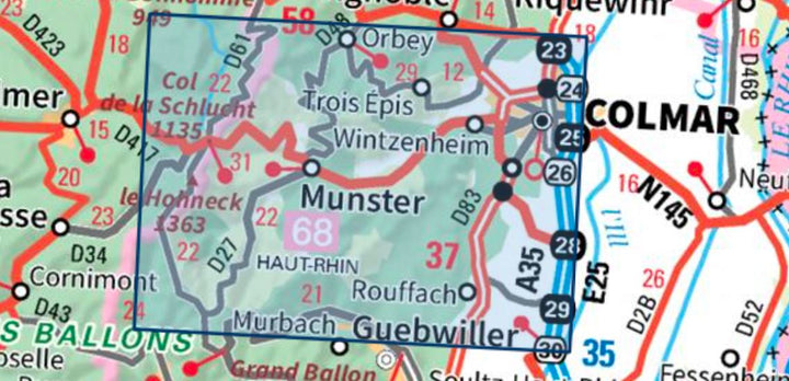 Carte TOP 25 n° 3719 OT - Colmar, Le Hohneck, Munster, Vallée de Munster | IGN carte pliée IGN 